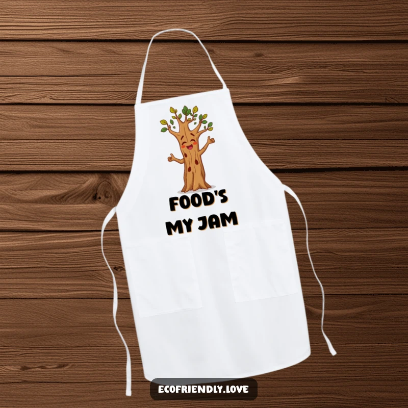 Funny apron with a tree character dancing joyfully, ready to cook. A fun and practical gift for food lovers.