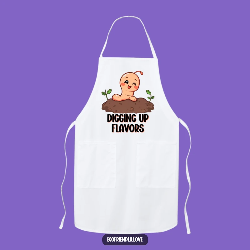 Funny Earthworm Apron: Giggling Character Peeking from Soil, Gardening Fun Gift