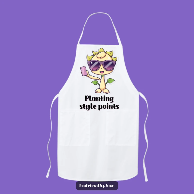 Funny Kawaii Sprout Selfie Apron: Stylish Plant Wear for Fun Kitchen Moments