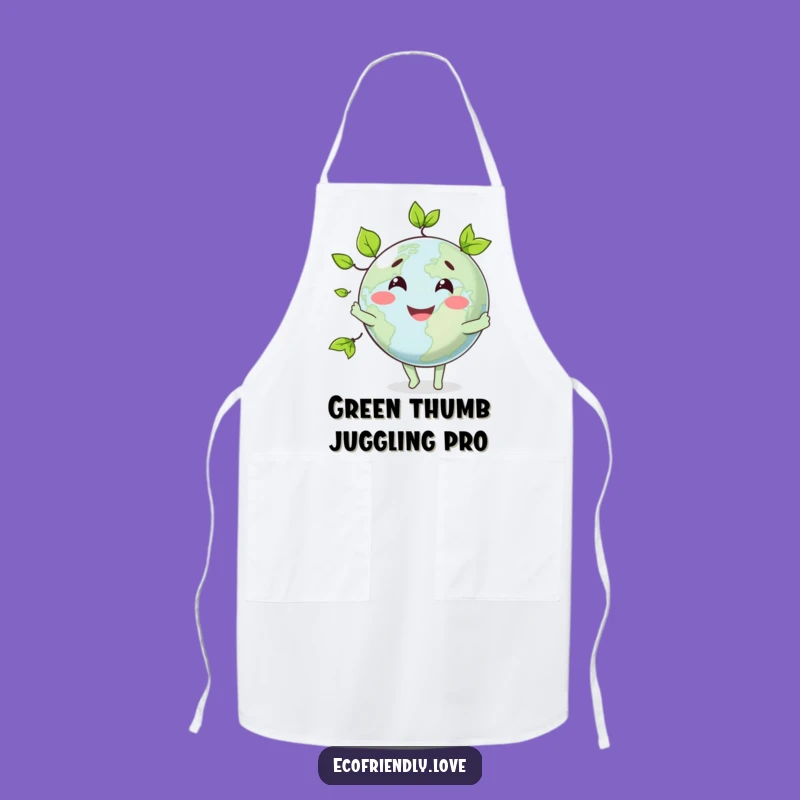 Funny Smiling Globe Juggling Leaves Apron: Cook and Laugh in Style