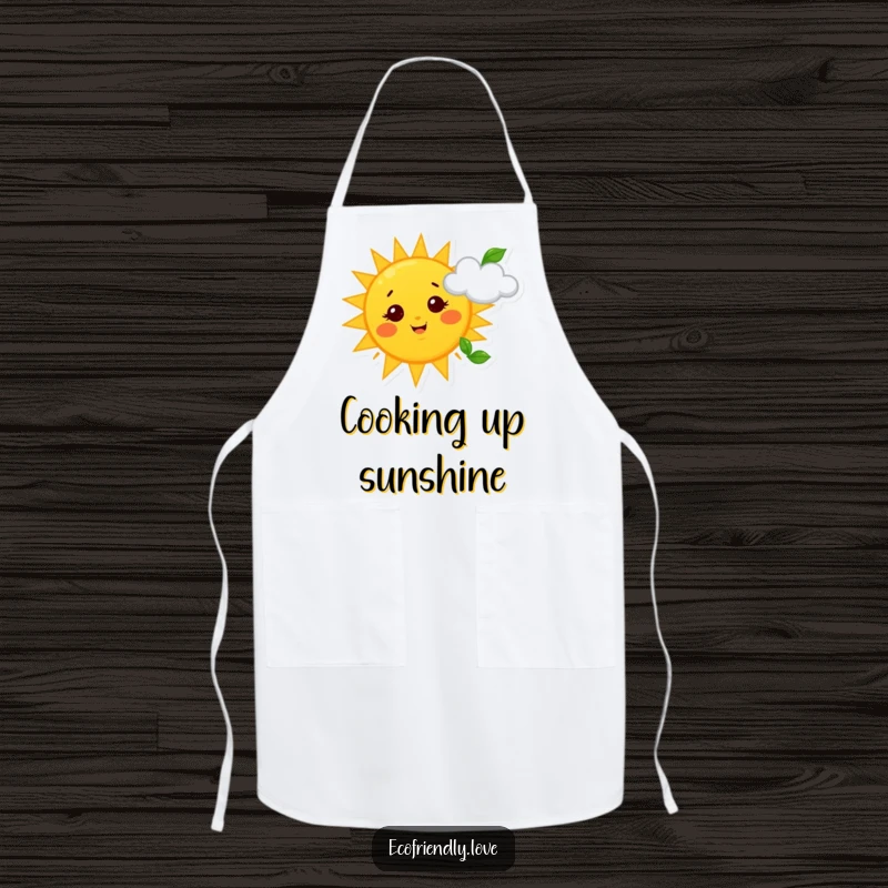 Funny Sun and Cloud Apron: A kitchen apron depicting a smiling sun waving at a happy cloud, adding cheerful vibes to cooking.