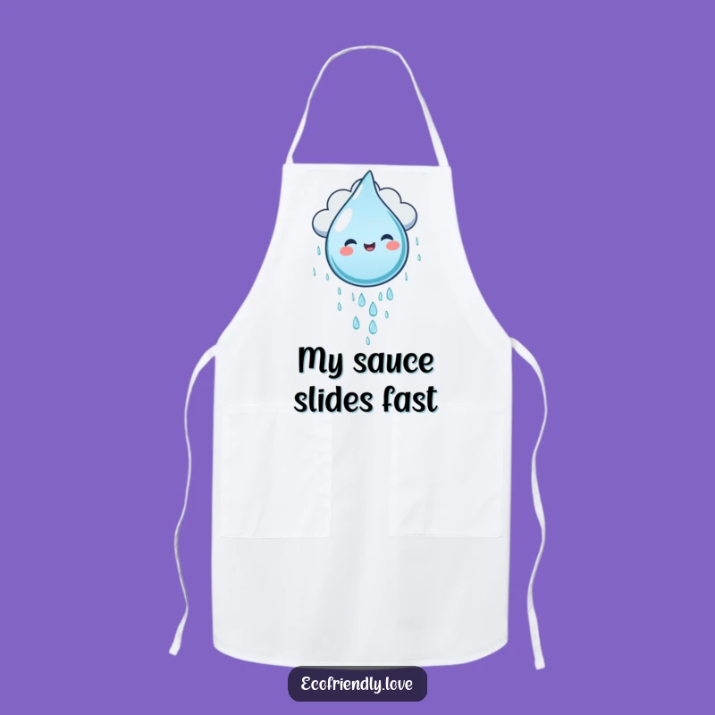 Funny Water Droplet Cloud Slide Apron - Kitchen Fun & Humorous Cooking