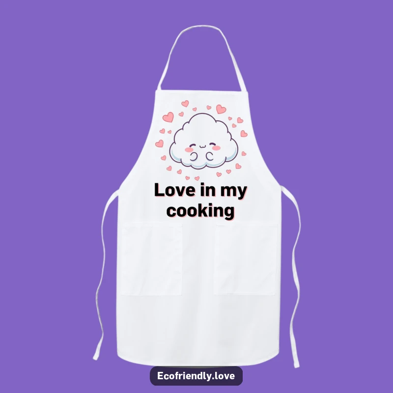 Funny Cloud Hearts Apron: Chef of Love, Bake with Affection, Perfect Gift!