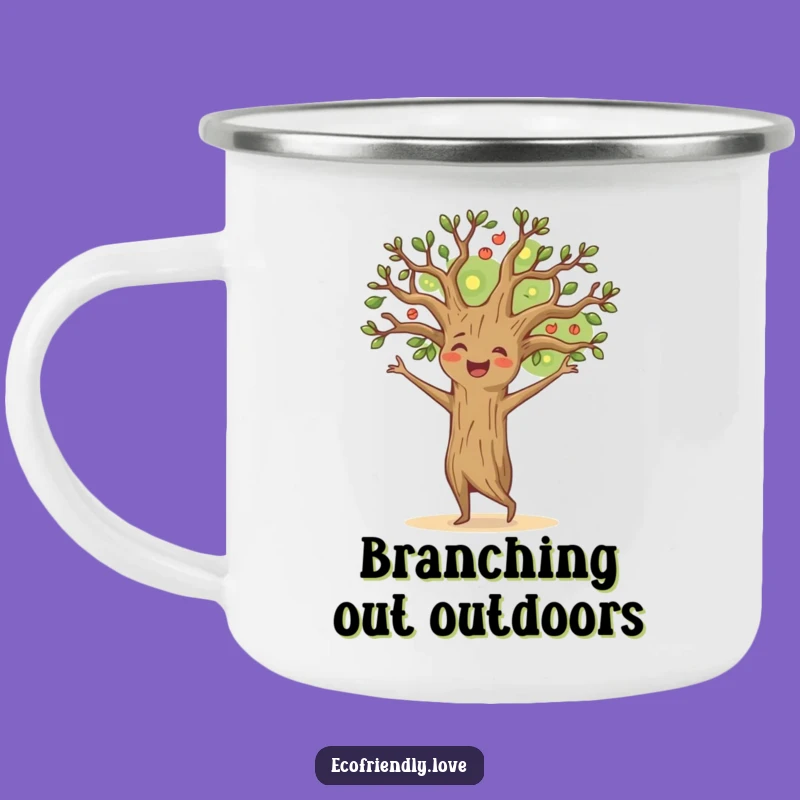 Funny Happy Tree Camping Mug: Durable Dancing Nature Drinkware, Outdoor Joyful Gift
