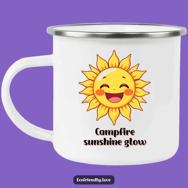 Funny Sun Character Grin Camping Mug - Outdoor Cheer & Humor