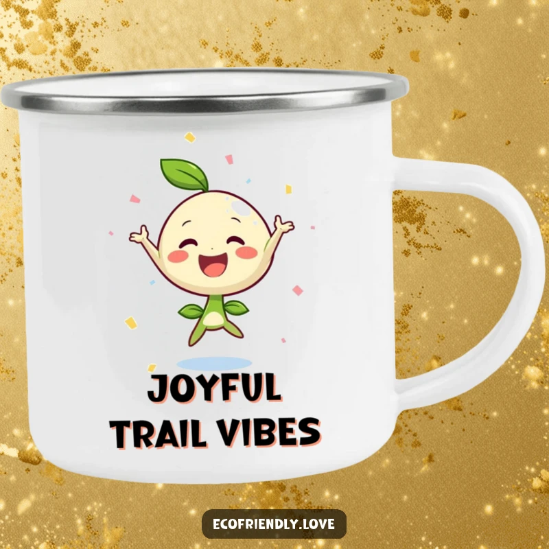 Funny sprout jumping joy camping mug, durable and portable, with confetti, for outdoor fun, a great funny gift.