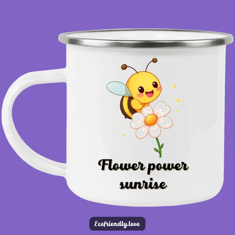Funny Bee Sparkle Camping Mug: Cheerful & Hilarious Outdoor Companion