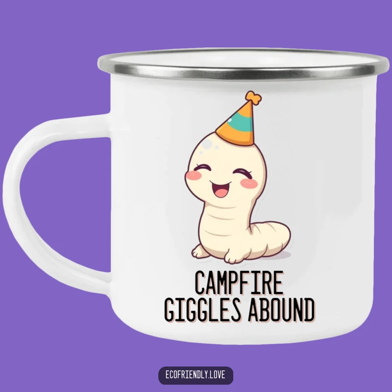 Funny Kawaii Worm Party Camping Mug - Sip and Giggle!