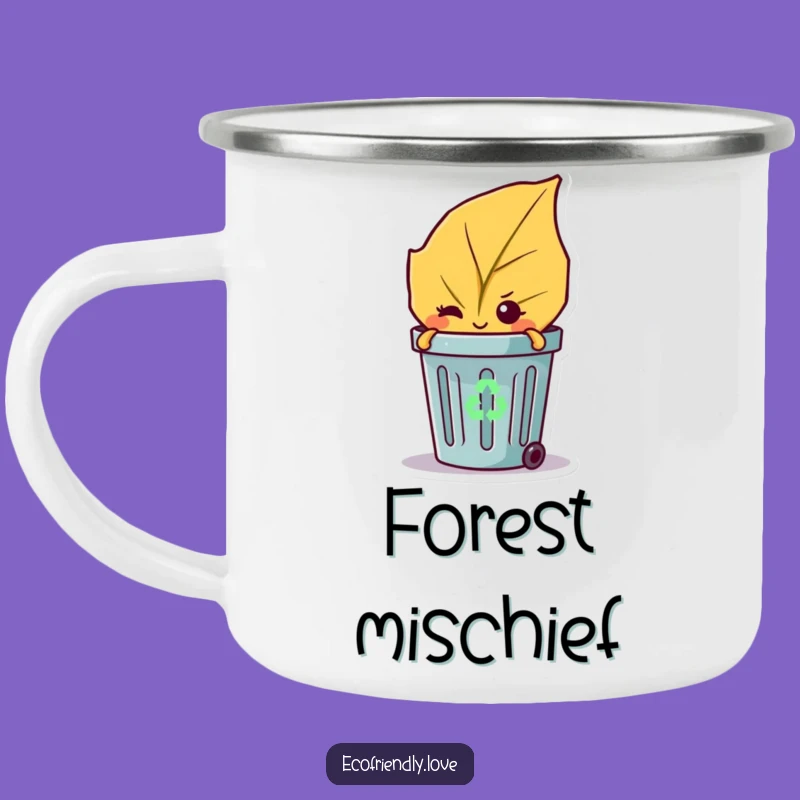 Funny Leaf Wink Camping Mug: Durable Mischievous Eco Character Drinkware & Gifts