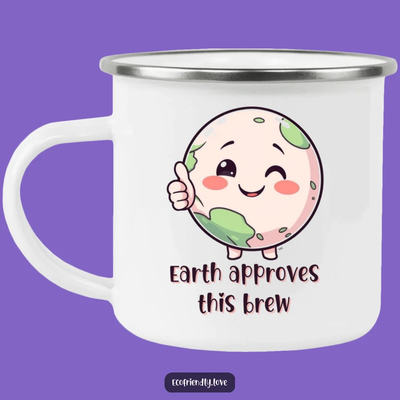 Funny Planet Thumbs Up Camping Mug: Adventure with Earthy Enthusiasm