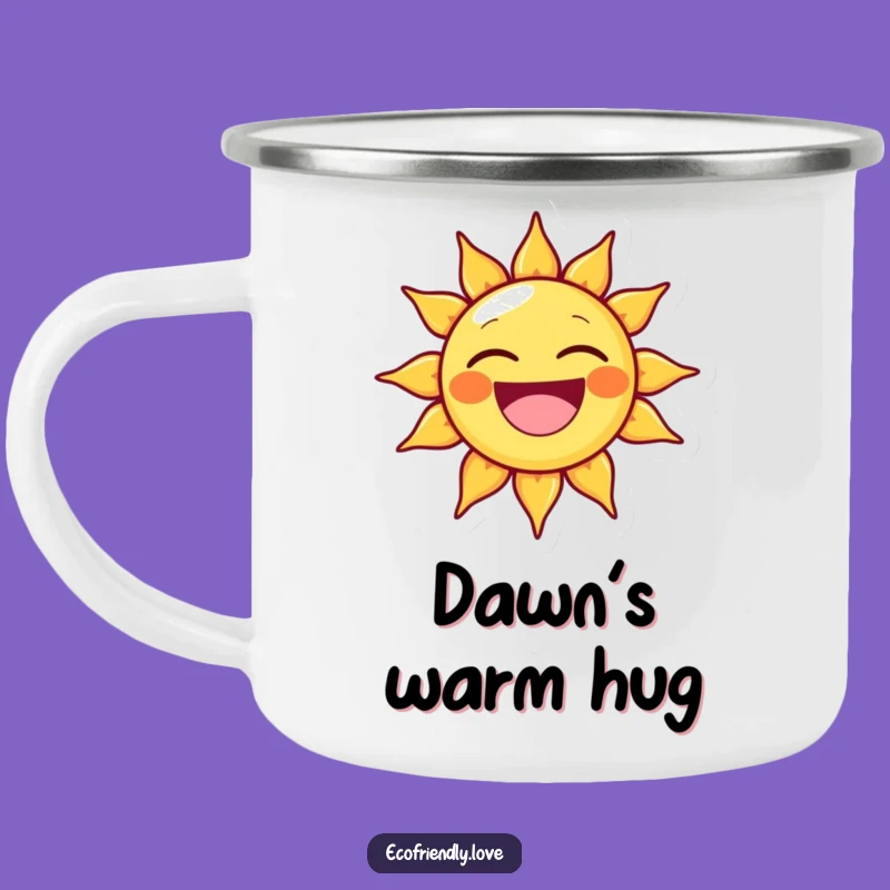 Funny Sun Camping Mug: Beaming Character, Adventure Fuel, Perfect Gift!