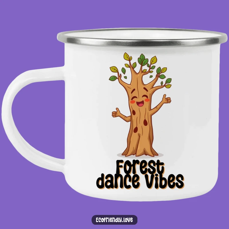 Funny Tree Camping Mug: Dancing Character, Adventure Groove, Perfect Gift!