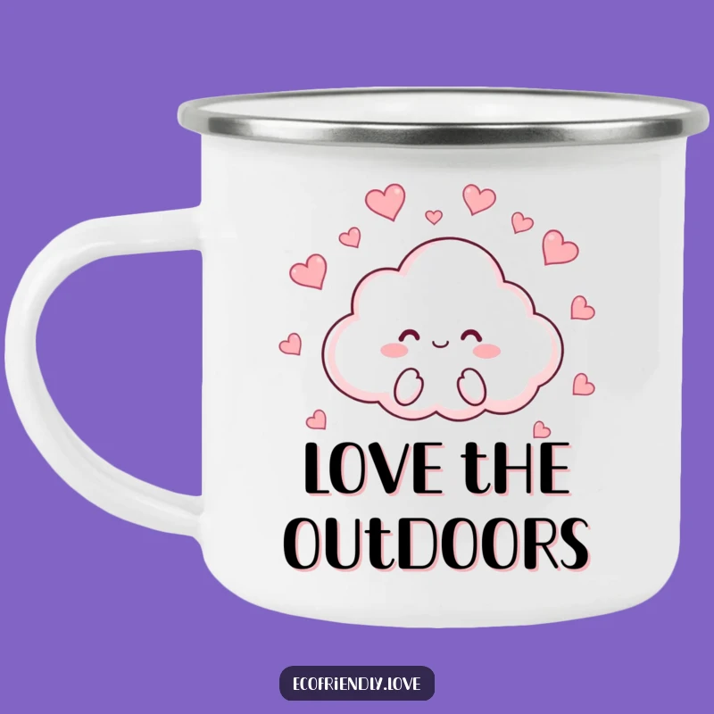 Funny Cloud Hearts Camping Mug: Adventure with Adorable Love Vibes