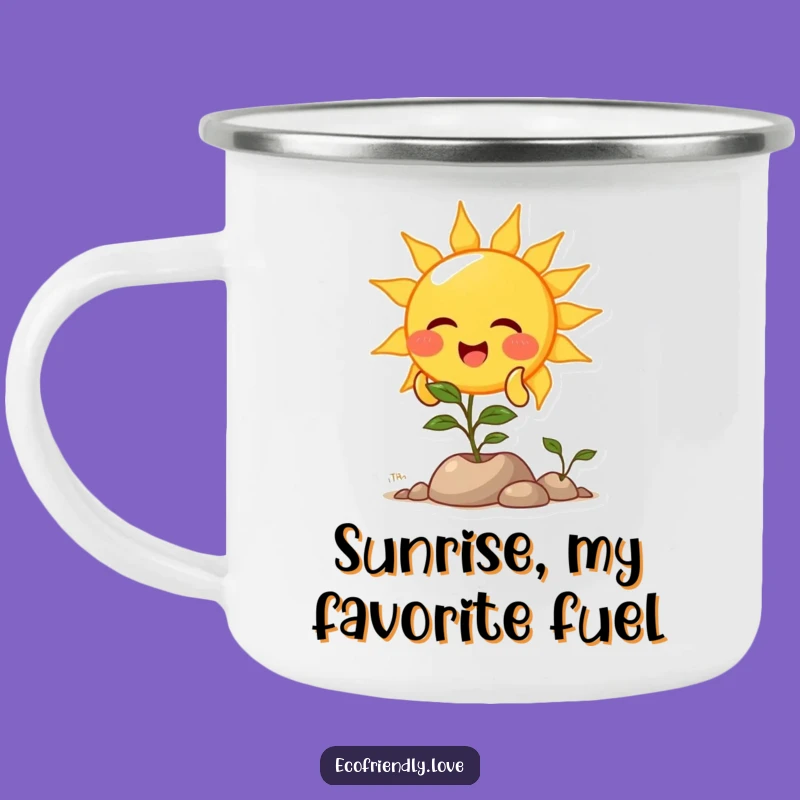 Funny Sun Plant Light Camping Mug: Adventure Brews with Solar Cheer
