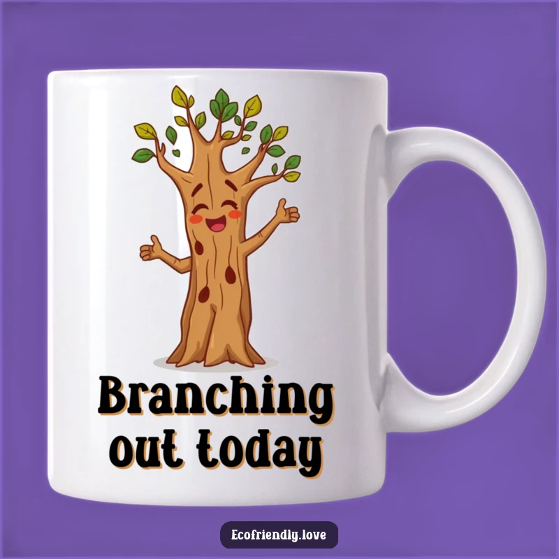 Funny Tree Dancing Mug: Energetic Character, Spread Joy, Perfect Gift!