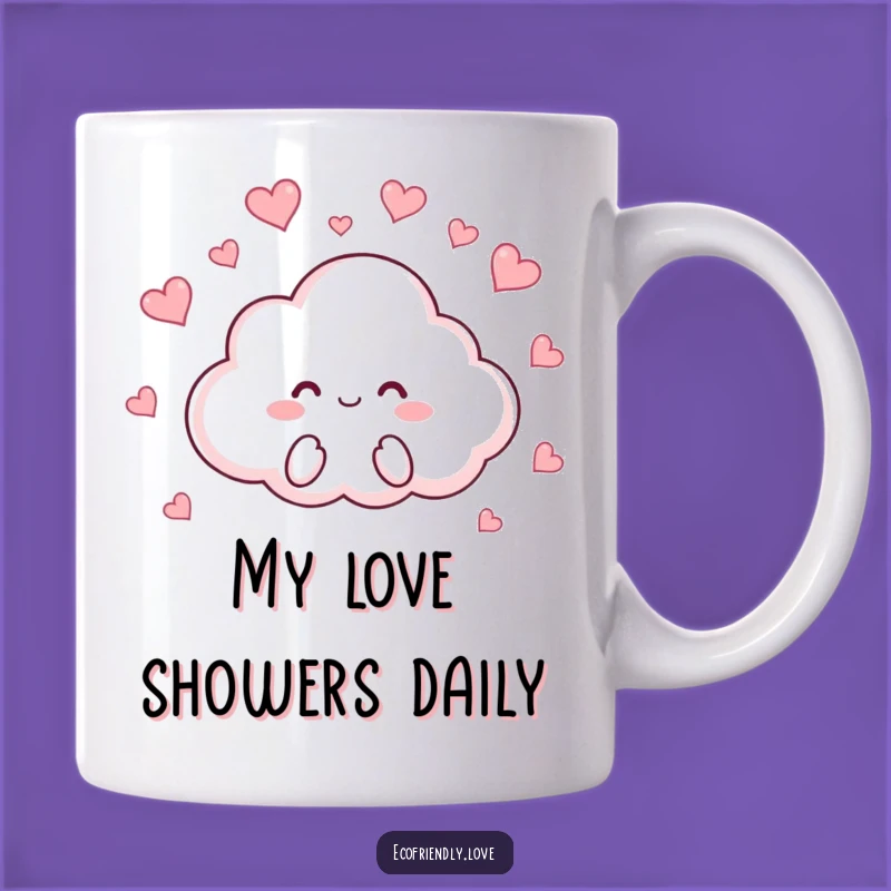 Funny Cloud Hearts Mug: Adorable Rainy Day Vibes for a Cute Gift