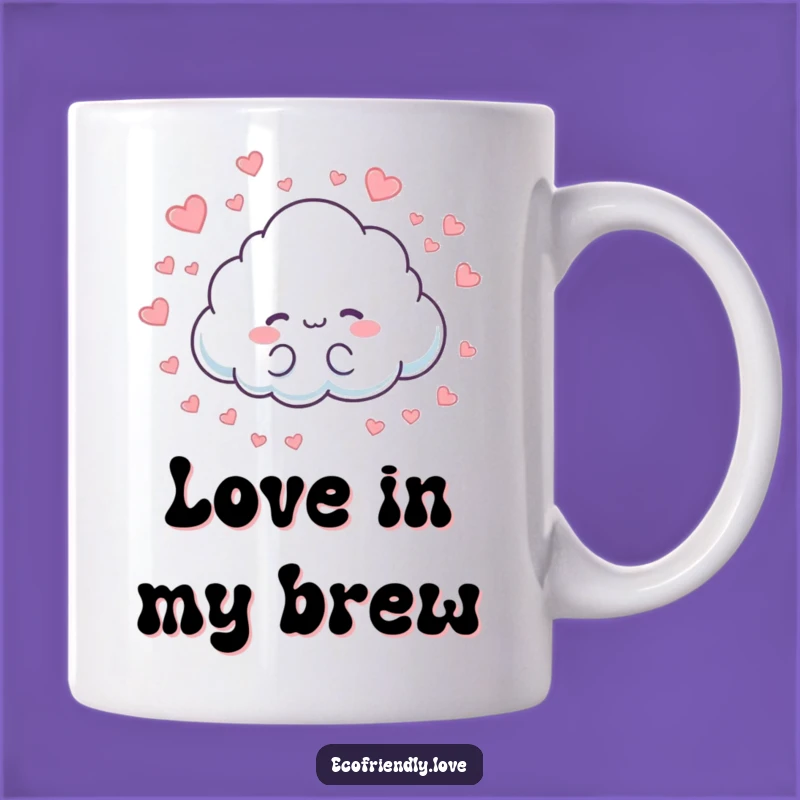 Funny Cloud Hearts Mug: Love Rain, Cute Character, Perfect Gift!