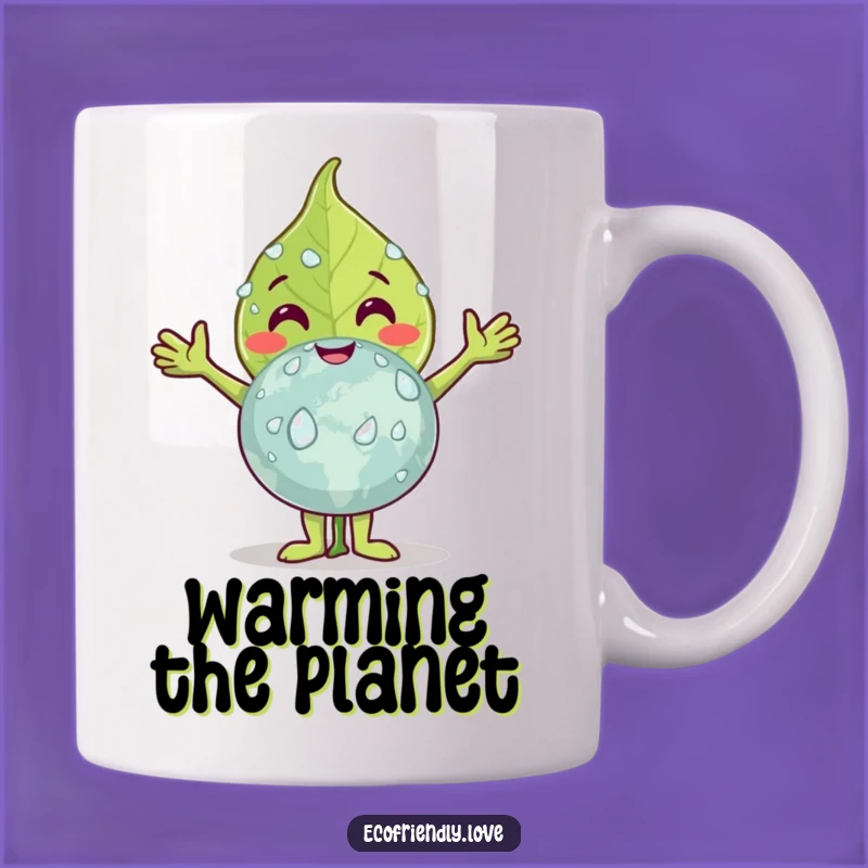 Funny Leaf Hugging Earth Mug: Embrace Nature's Humor Gift
