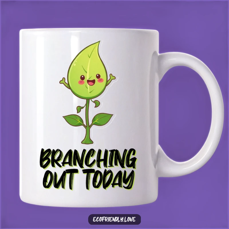 Funny Leaf Leaping Mug: Joyful Nature Gift for Enthusiastic Mornings