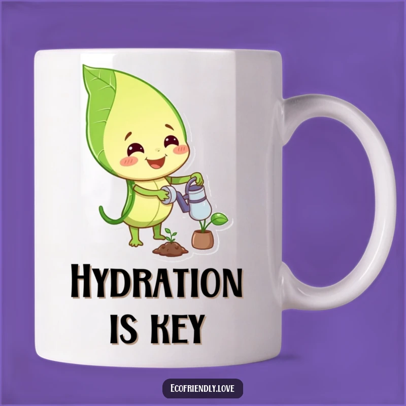 Funny Leaf Watering Mug: Happy Plant Lover Character, Perfect Funny Gift