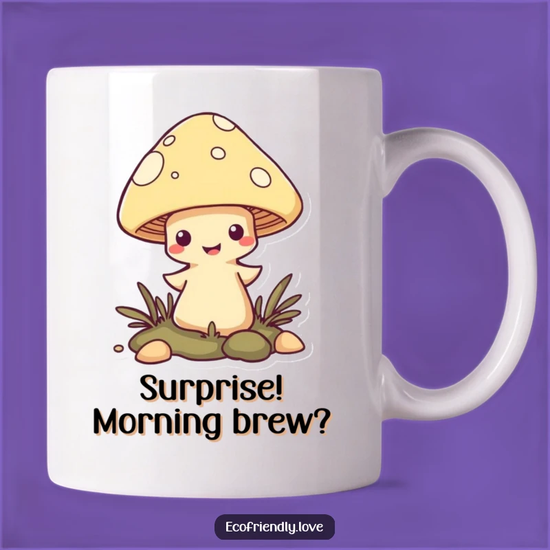 Funny Mushroom Mug: Mischievous Character Popping Up for Fun
