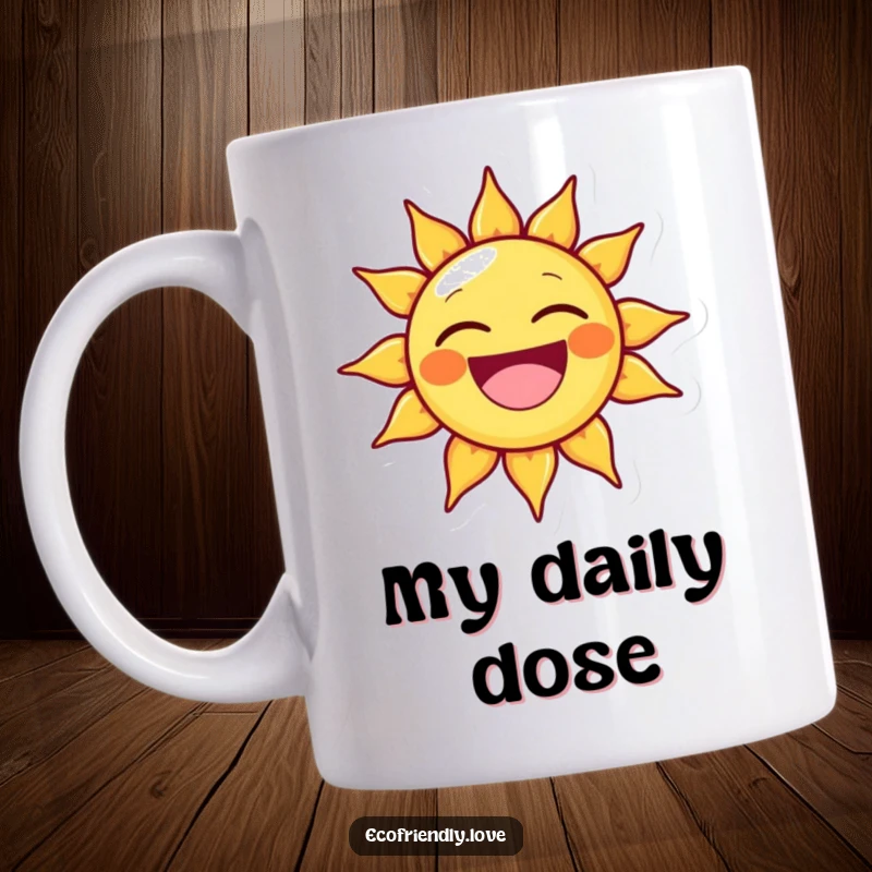 Funny mug featuring a happy sun character with a huge, beaming grin, spreading warmth and joy. Perfect gift for sunny personalities.