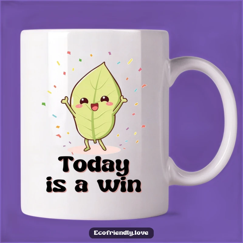 Funny Victory Leaf Mug: Celebratory Plant Gift for Joyful Moments