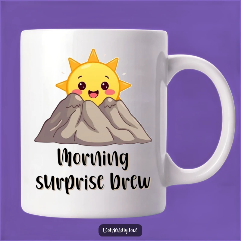 Funny Sun Mug: Surprised Mountain Peek Character, Adventurous Funny Gift