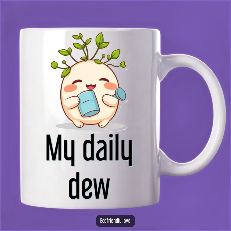 Funny Sprout Giggle Mug: Adorable Green Leaf Character Watering Can Funny Gift