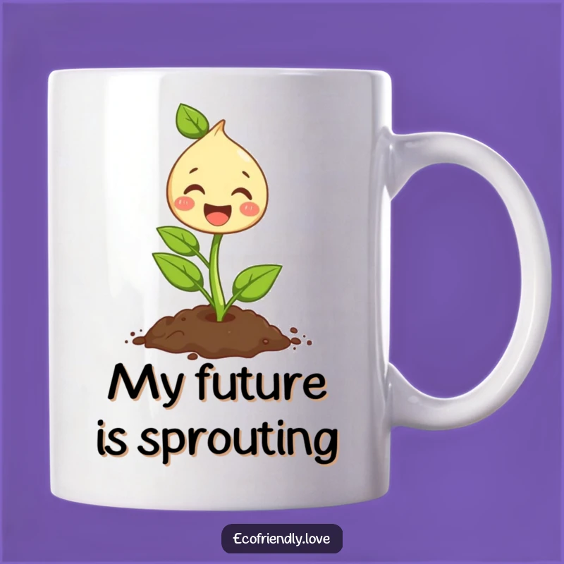Funny Sprout Planting Seed Mug: Adorable Gardener Character, Perfect Funny Gift Idea