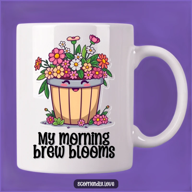 Funny Compost Bin Mug: Overflowing with Flowers, Eco Humor, Perfect Funny Gift