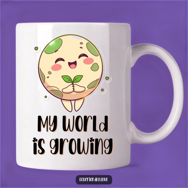 Funny Happy Planet Mug: Earth's Joyful Embrace of a Seedling Gift