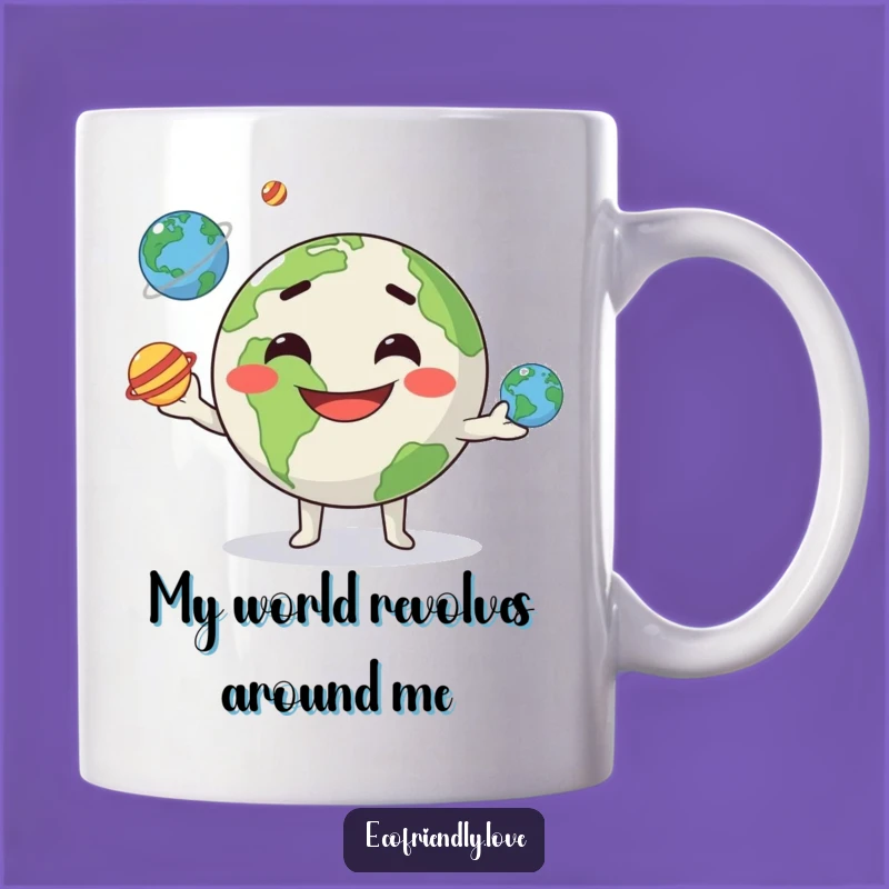 Funny Kawaii Planet Juggling Earth Mug - Cosmic Humor Gift Idea