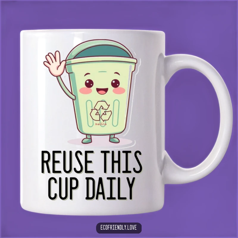 Funny Recycling Bin Hello Mug: Eco-Friendly Greeting Gift Idea