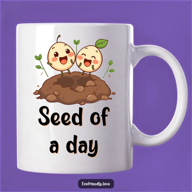 Funny Bouncing Seeds Mug: Giggling Pair in Soil Funny Gift