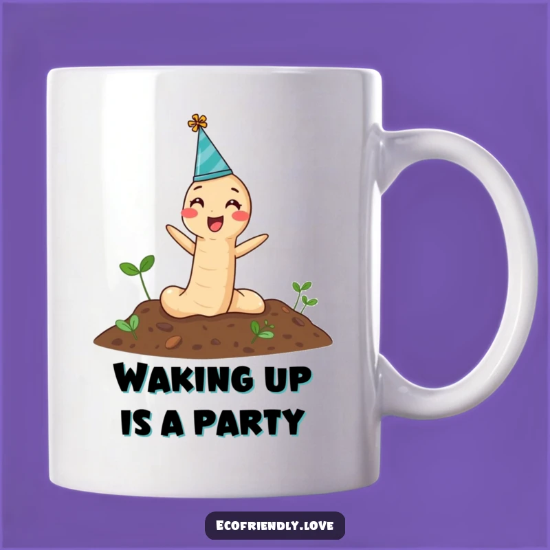 Funny Earthworm Party Mug Hilariously Popping Up: Perfect Cheerful Gift!