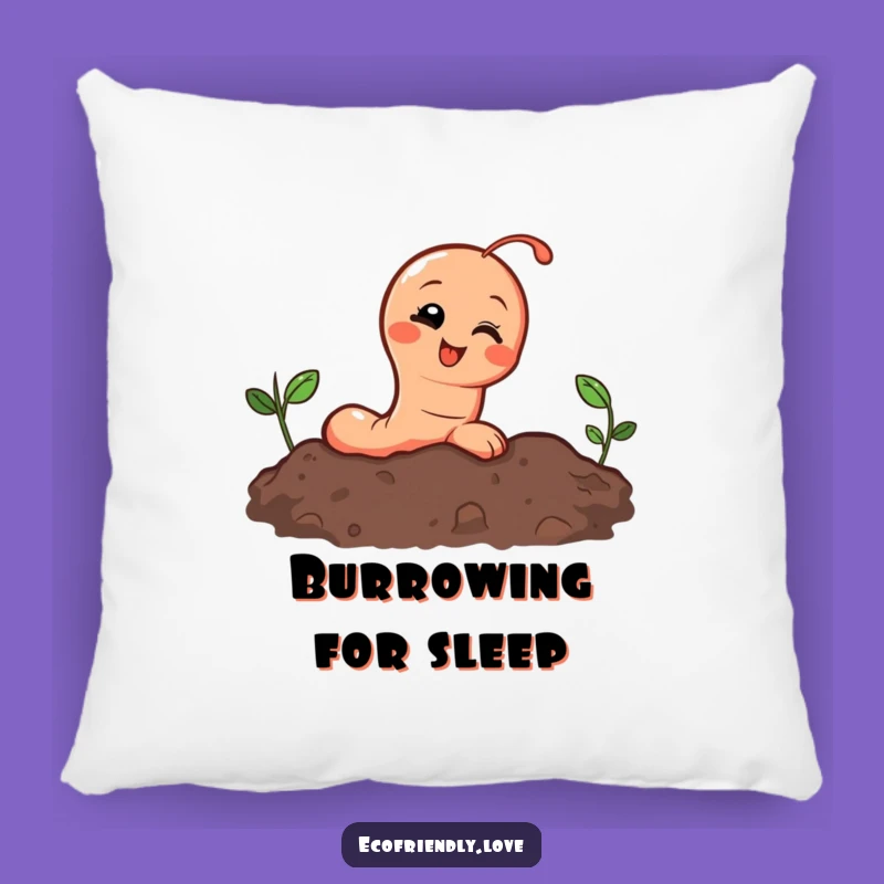Funny Earthworm Pillow: Giggling Character Peeking from Soil, Cozy & Cute Gift