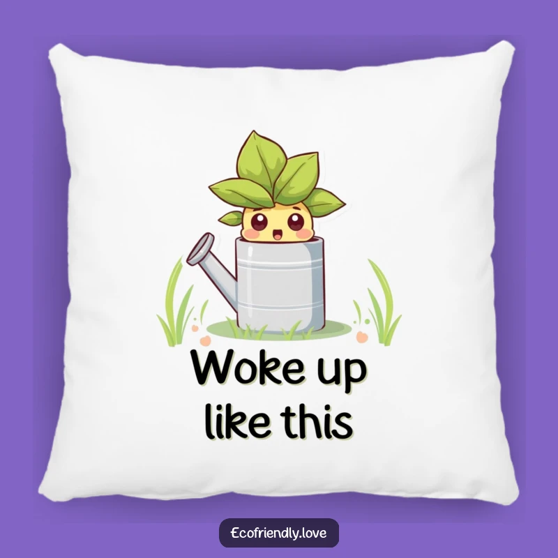 Cushy Funny Sprout Watering Can Pillow: Huggable Garden Humor