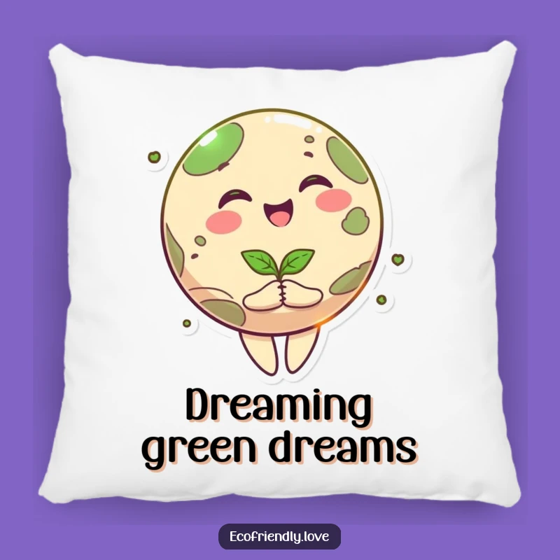 Funny Happy Planet Pillow: Cozy Earth Character with Seedling Dream