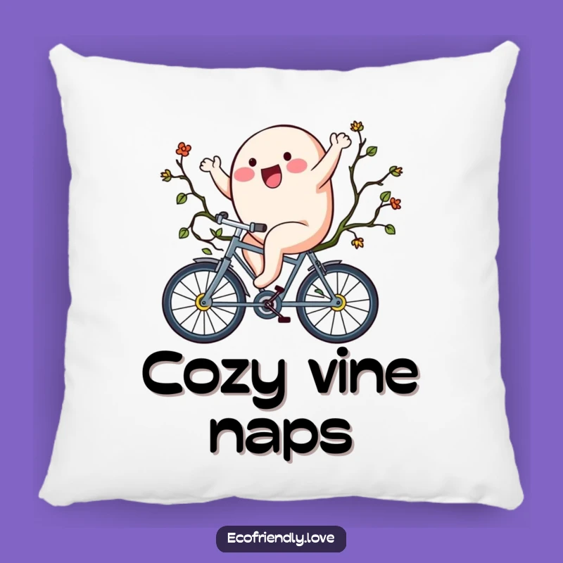 Funny Blob Riding Vine Bicycle Pillow: Comfy Humor for Your Couch