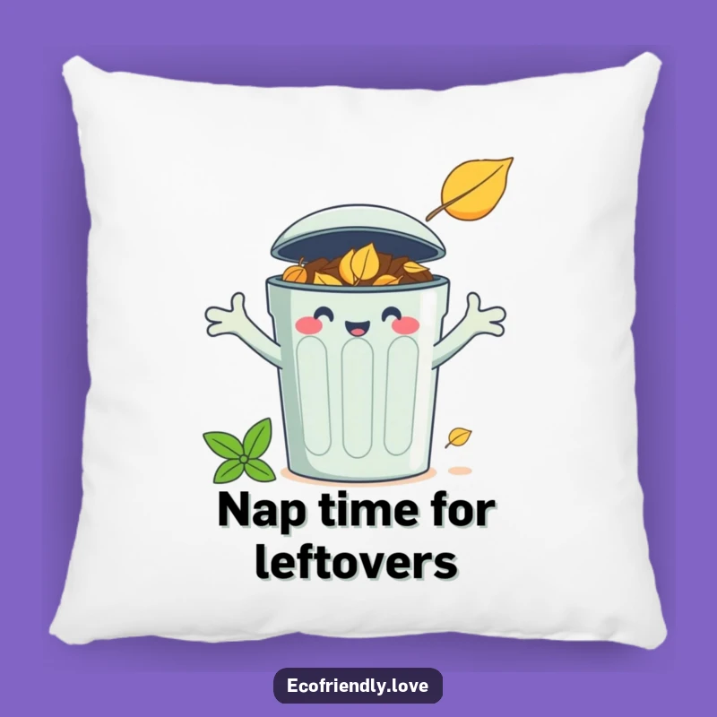 Funny Compost Bin Leaf Pillow: Cozy Eco-Comfort with a Smile