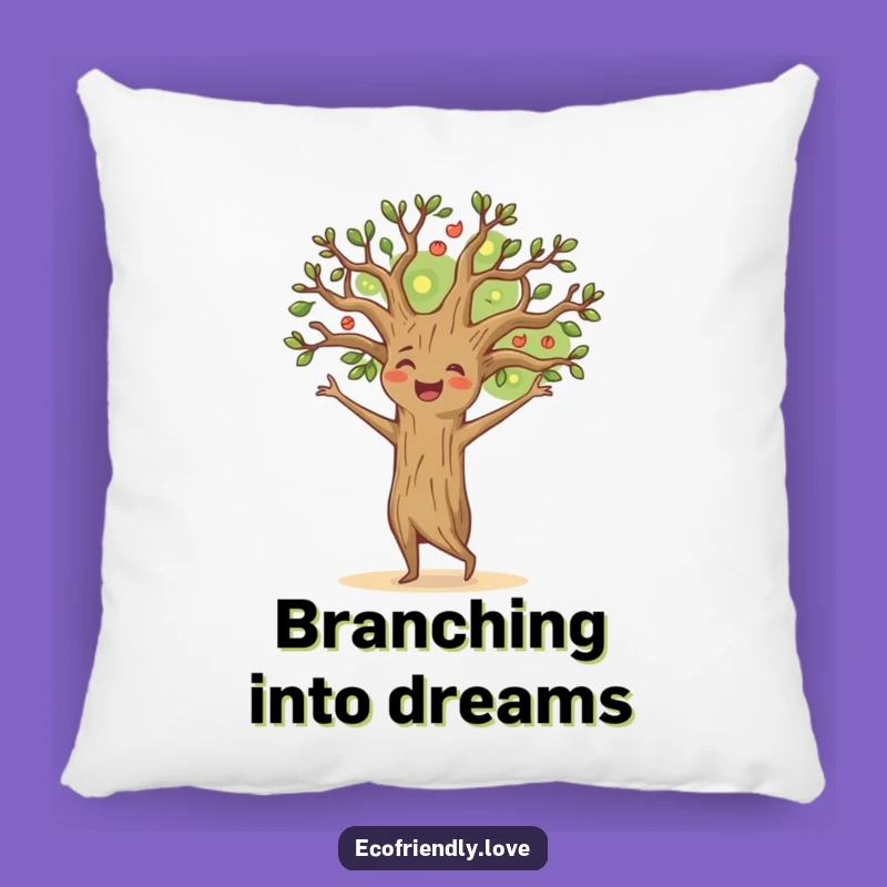 Funny Happy Tree Pillow: Soft Dancing Nature Cushion, Cozy & Joyful Accent