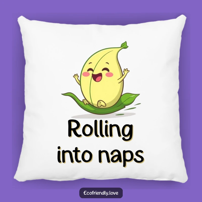 Funny Leaf Pillow: Enthusiastic Character Rolling Downhill, Comfy & Cute Gift