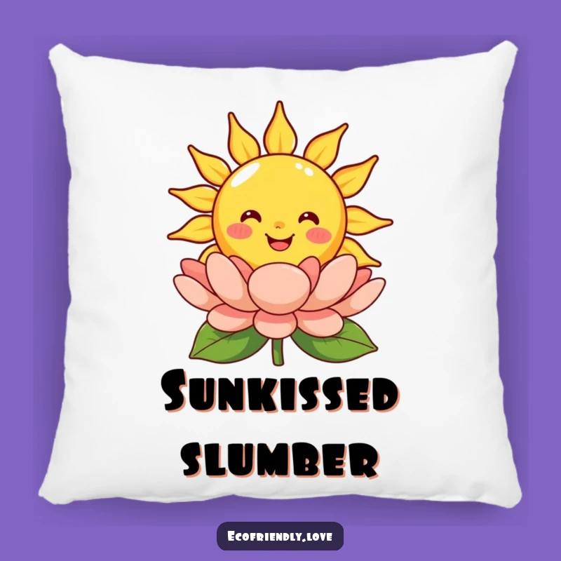 Funny Smiling Sun Pillow: Cozy Comfort with Blooming Flower