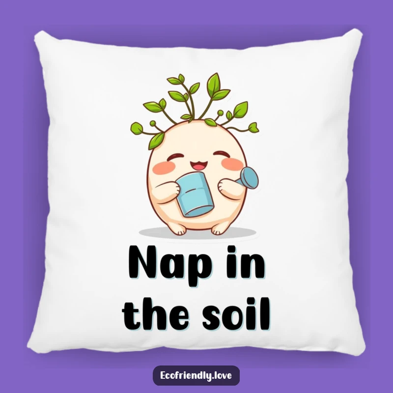 Funny Sprout Pillow: Cozy Giggle Leaf Creature Watering Can Cushion Funny Gift