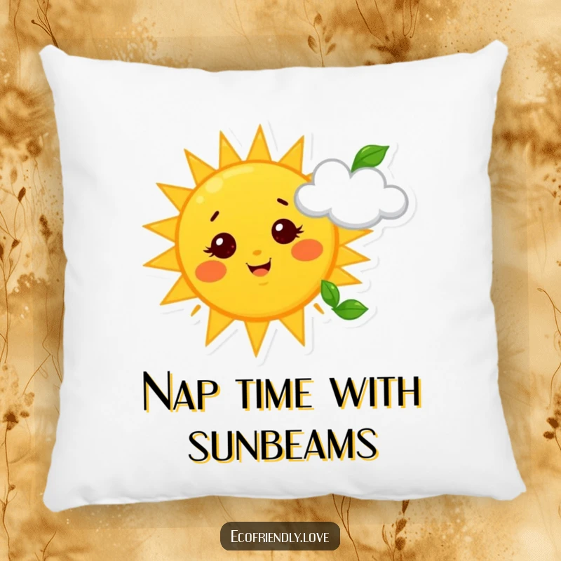 Funny Sun and Cloud Pillow: A plush pillow featuring a smiling sun waving at a happy cloud, adding cheerful and whimsical decor.