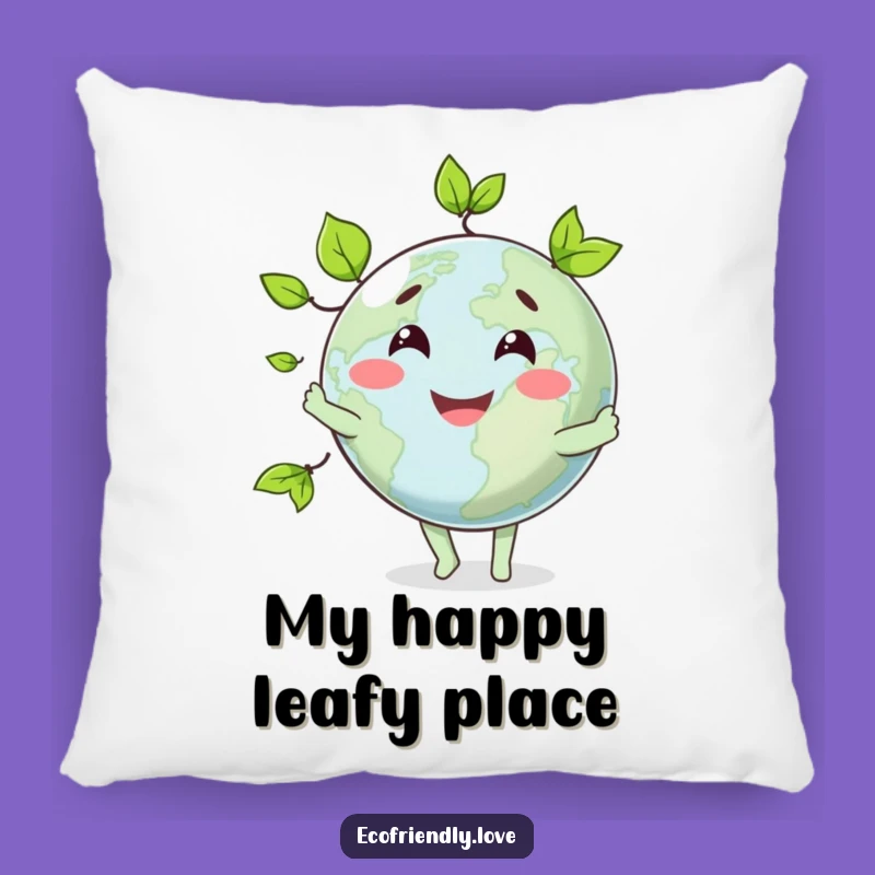 Funny Globe Juggling Leaves Pillow: Comfy Humor for Your Living Space
