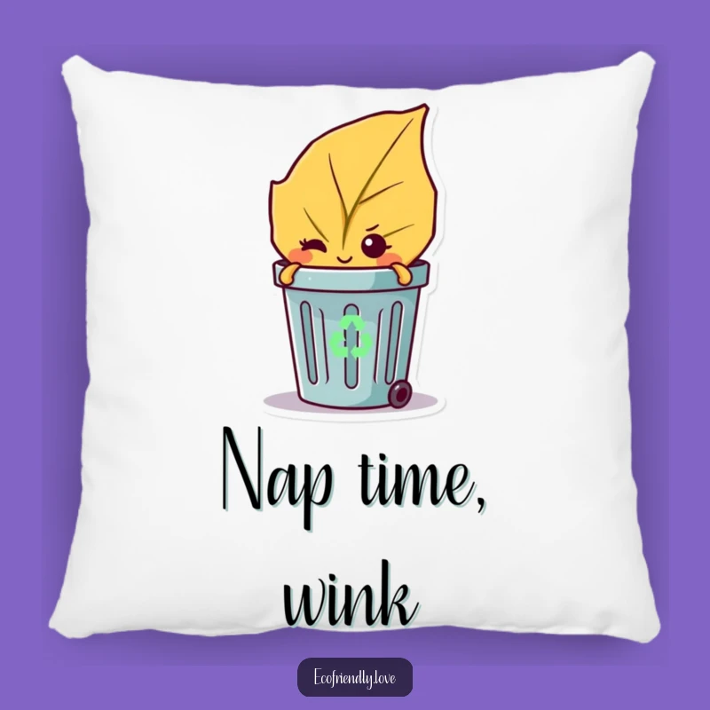 Funny Leaf Wink Pillow: Soft Mischievous Eco Character Decor for Comfort & Gifts