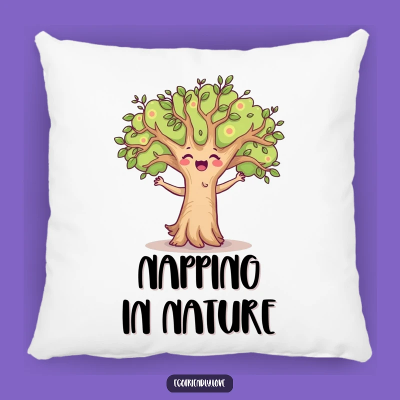 Funny Tree Pillow: Cozy Dancing Character Cushion, Comical Nature Accent Gift