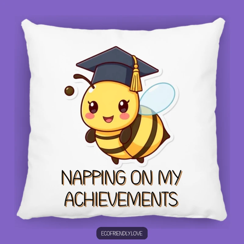 Funny Kawaii Bee Graduation Pillow - Cuddle Up with Success!